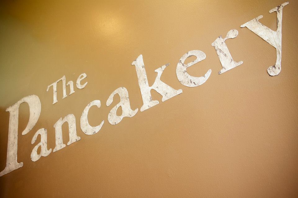 The Pancakery logo at the restaurant