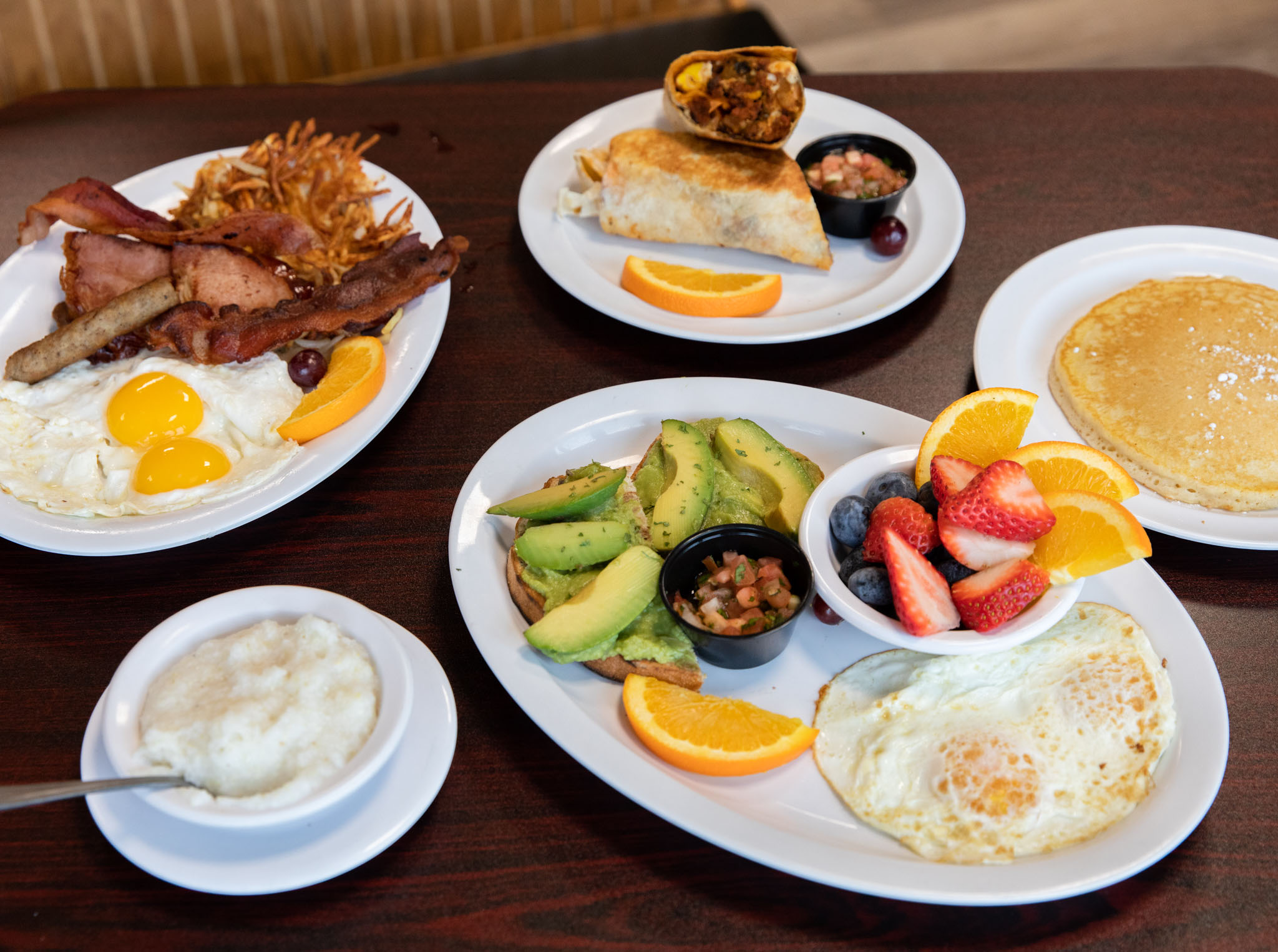 Breakfast plates on a table