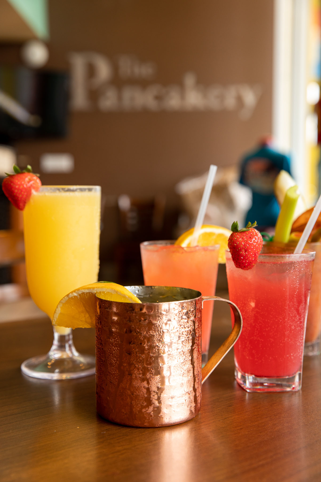 Colorful brunch cocktails at The Pancakery